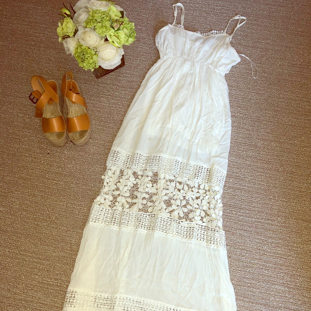 White Crochet Maxi Dress